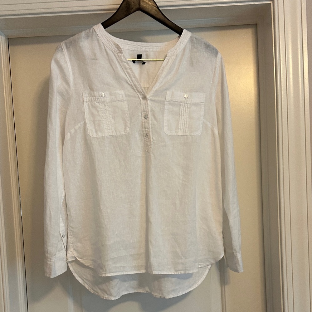 Talbots White Women's Blouse with Button Detail